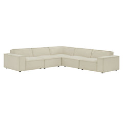 Restore Ecru 5-Piece Performance Fabric Upholstered Modular L-Shaped Sofa - Ornate Home
