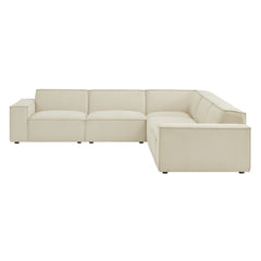 Restore Ecru 5-Piece Performance Fabric Upholstered Modular L-Shaped Sofa - Ornate Home
