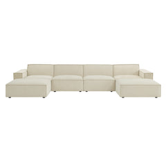 Restore Ecru 6-Piece Performance Fabric Upholstered Modular Sectional Sofa - Ornate Home