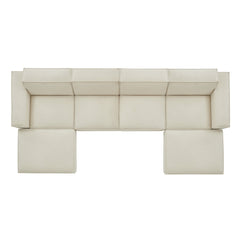 Restore Ecru 6-Piece Performance Fabric Upholstered Modular Sectional Sofa - Ornate Home