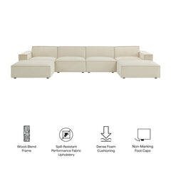 Restore Ecru 6-Piece Performance Fabric Upholstered Modular Sectional Sofa - Ornate Home