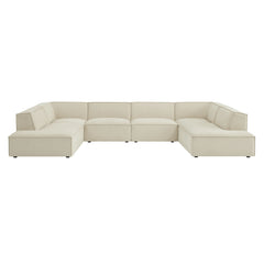 Restore Ecru 6-Piece Performance Fabric Upholstered U-Shaped Sectional Sofa - Ornate Home