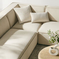Restore Ecru 6-Piece Performance Fabric Upholstered U-Shaped Sectional Sofa - Ornate Home