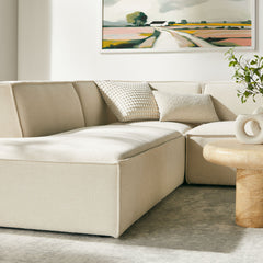Restore Ecru 6-Piece Performance Fabric Upholstered U-Shaped Sectional Sofa - Ornate Home