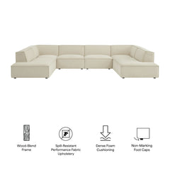 Restore Ecru 6-Piece Performance Fabric Upholstered U-Shaped Sectional Sofa - Ornate Home
