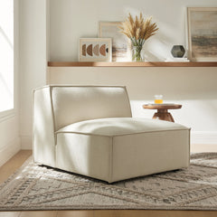 Restore Ecru Performance Fabric Upholstered Armless Modular Chair - Ornate Home