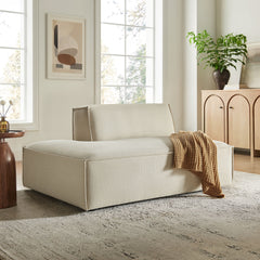 Restore Ecru Performance Fabric Upholstered Left-Facing Armless Modular Chaise - Ornate Home