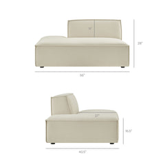 Restore Ecru Performance Fabric Upholstered Left-Facing Armless Modular Chaise - Ornate Home