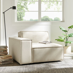 Restore Ecru Performance Fabric Upholstered Left-Facing Modular Lounge Chair - Ornate Home