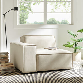 Restore Ecru Performance Fabric Upholstered Left-Facing Modular Lounge Chair - Ornate Home