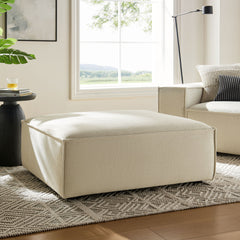 Restore Ecru Performance Fabric Upholstered Modular Ottoman - Ornate Home
