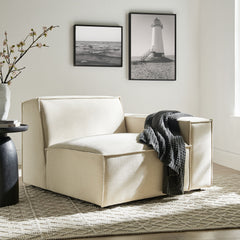 Restore Ecru Performance Fabric Upholstered Right-Facing Modular Lounge Chair - Ornate Home