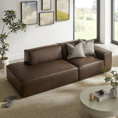 Restore Espresso 2-Piece Vegan Leather Modular Loveseat - 40.6x97.7" - Ornate Home