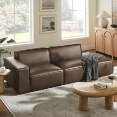 Restore Espresso 2-Piece Vegan Leather Modular Loveseat - 40.6x97.7x28" - Ornate Home