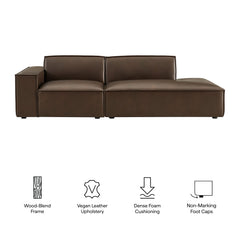 Restore Espresso 2-Piece Vegan Leather Modular Loveseat - 40.6x97.7x28" - Ornate Home