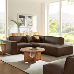 Restore Espresso 3-Piece Vegan Leather Modular L-Shaped Sectional Sofa - 82.3x96.6" - Ornate Home