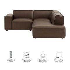 Restore Espresso 3-Piece Vegan Leather Modular L-Shaped Sectional Sofa - 82.3x96.6" - Ornate Home