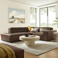 Restore Espresso 3-Piece Vegan Leather Modular L-Shaped Sectional Sofa - 82.3x96.6x28" - Ornate Home