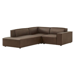 Restore Espresso 3-Piece Vegan Leather Modular L-Shaped Sectional Sofa - 82.3x96.6x28" - Ornate Home