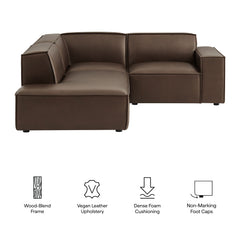Restore Espresso 3-Piece Vegan Leather Modular L-Shaped Sectional Sofa - 82.3x96.6x28" - Ornate Home