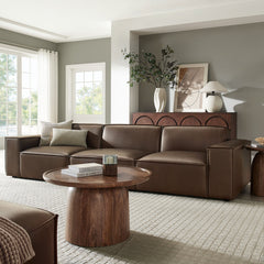 Restore Espresso 3-Piece Vegan Leather Modular Sofa Set - Ornate Home