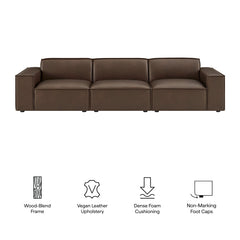 Restore Espresso 3-Piece Vegan Leather Modular Sofa Set - Ornate Home
