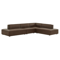 Restore Espresso 4-Piece Vegan Leather Modular L-Shaped Armless Sectional Sofa - Ornate Home