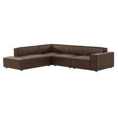 Restore Espresso 4-Piece Vegan Leather Modular L-Shaped Sofa - 96.5x117.3" - Ornate Home