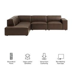 Restore Espresso 4-Piece Vegan Leather Modular L-Shaped Sofa - 96.5x117.3" - Ornate Home