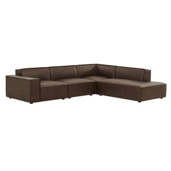 Restore Espresso 4-Piece Vegan Leather Modular L-Shaped Sofa - 96.5x117.3x28" - Ornate Home