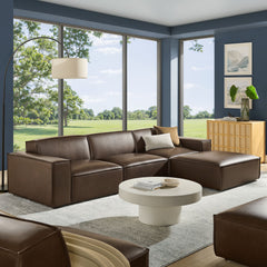 Restore Espresso 4-Piece Vegan Leather Modular Sofa Set with Ottoman - Ornate Home