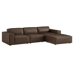 Restore Espresso 4-Piece Vegan Leather Modular Sofa Set with Ottoman - Ornate Home