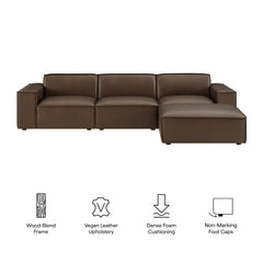 Restore Espresso 4-Piece Vegan Leather Modular Sofa Set with Ottoman - Ornate Home