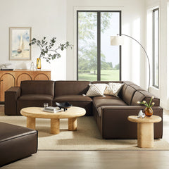 Restore Espresso 5-Piece Vegan Leather Modular L-Shaped Sofa - Ornate Home