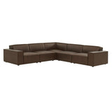 Restore Espresso 5-Piece Vegan Leather Modular L-Shaped Sofa - Ornate Home