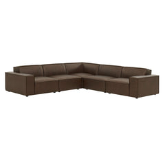 Restore Espresso 5-Piece Vegan Leather Modular L-Shaped Sofa - Ornate Home
