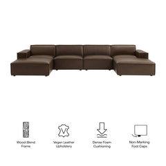 Restore Espresso 6-Piece Vegan Leather Modular Sectional Sofa - Ornate Home