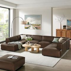 Restore Espresso 6-Piece Vegan Leather U-Shaped Armless Sectional Sofa - Ornate Home