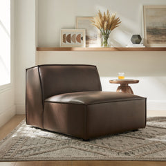 Restore Espresso Vegan Leather Armless Modular Chair - Ornate Home