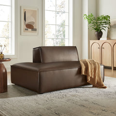 Restore Espresso Vegan Leather Left-Facing Armless Modular Chaise - Ornate Home