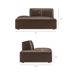 Restore Espresso Vegan Leather Left-Facing Armless Modular Chaise - Ornate Home