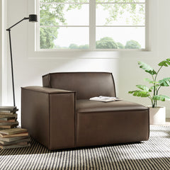 Restore Espresso Vegan Leather Left-Facing Modular Lounge Chair - Ornate Home