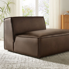 Restore Espresso Vegan Leather Right-Facing Armless Modular Chaise - Ornate Home