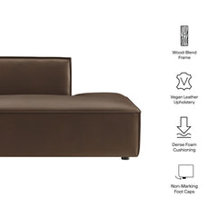 Restore Espresso Vegan Leather Right-Facing Armless Modular Chaise - Ornate Home