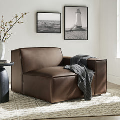 Restore Espresso Vegan Leather Right-Facing Modular Lounge Chair - Ornate Home