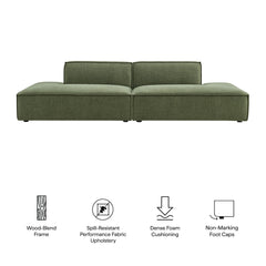 Restore Foliage 2-Piece Performance Fabric Upholstered Modular Loveseat - 40.5x112" - Ornate Home