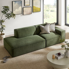 Restore Foliage 2-Piece Performance Fabric Upholstered Modular Loveseat - 40.6x97.7" - Ornate Home