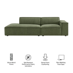 Restore Foliage 2-Piece Performance Fabric Upholstered Modular Loveseat - 40.6x97.7" - Ornate Home