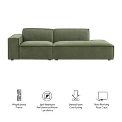 Restore Foliage 2-Piece Performance Fabric Upholstered Modular Loveseat - 40.6x97.7x28" - Ornate Home