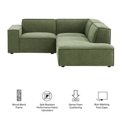 Restore Foliage 3-Piece Performance Fabric Upholstered Modular L-Shaped Sectional Sofa - 82.3x96.6" - Ornate Home